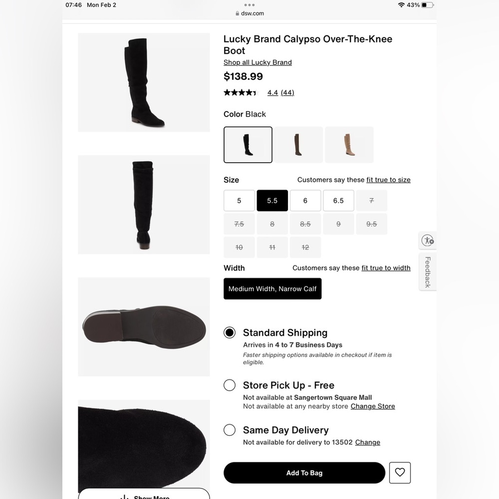 Lucky Brand Black Suede Boots  NWT